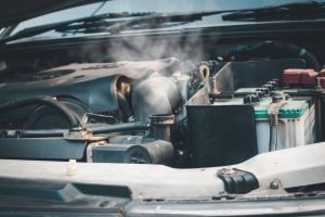 Automotive engine overheating on the road